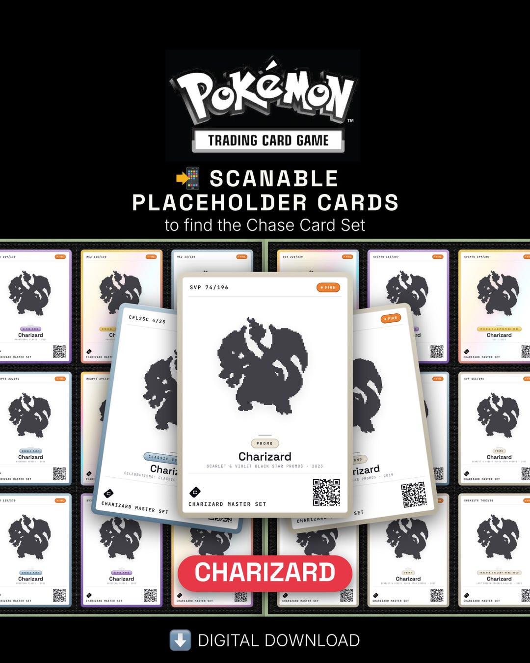 Pokemon Charizard Complete Set, Placeholder Binder, Printable Master ...