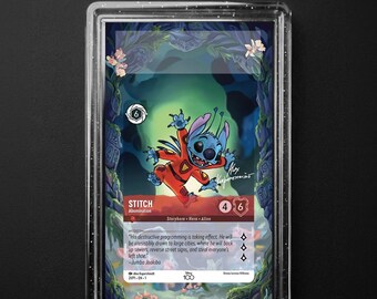 Stitch - Abomination 21/P1 Disney100 Promo, Lorcana Extended Art Slab Background, PSA CGC TAG, Digital Download
