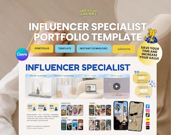 Portfolio pagina voor influencer marketing | Canva-sjabloon voor KOL-specialist | Aanvulling op cv voor social media manager