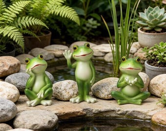 Cute Funny Resin Frog Statues, Yoga Frog Figurines for Outdoor Decor, Miniature Frog Pond Accessories, Meditation Frog Gift, Desk Pet