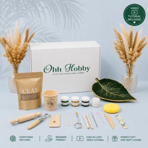 DIY Clay Leaf Plate Kit | Pottery Box for Adults | Cozy Creative Hobby Gift