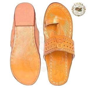 Authentic Leather Kolhapuri Chappals | Traditional Handmade Indian Sandals | Bohemian Style Summer Slides | Artisanal Hand-Woven | Flat Shoe
