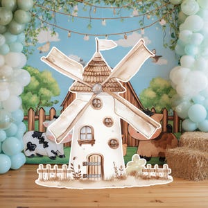 Farm Windmill Big Decor Cutout,  Farm Birthday, Ranch Party, Barnyard Birthday Prop, Instant Download, Printable File F24