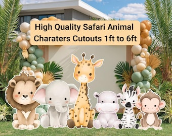 Paquete grande de recortes decorativos de animales de safari, decoración de cumpleaños con temática de safari en la jungla, recortes con temática de animales salvajes, decoraciones para fiestas de animales de la jungla, recortes de safari