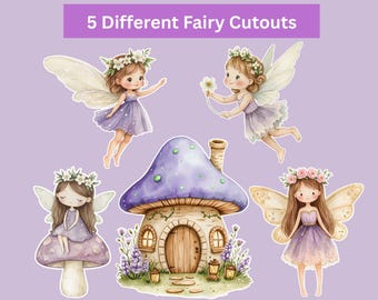 Fairy Big Decor Cutout Bundle Cute Fairy Birthday Fairy Party Decoration Floral Fairy Princess Fairy Birthday Party Cutouts Instant Download