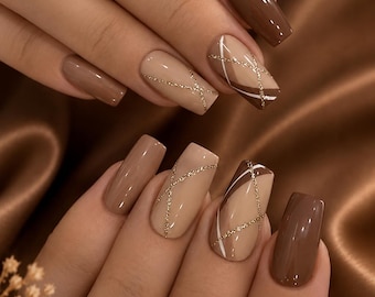 Cat Eye  Press On Nails, Gold Charm Designer  Nails,Emerald Inspired Nail Set