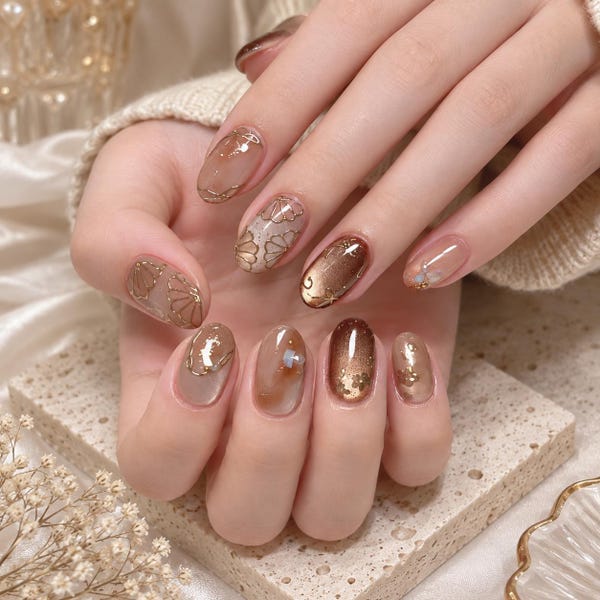 Cat Eye Press On Nails:/3D Flower/Custom Fit (Birthdays)