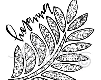 Hosanna Palm Coloring Page (Digital Download) *2 Versions included