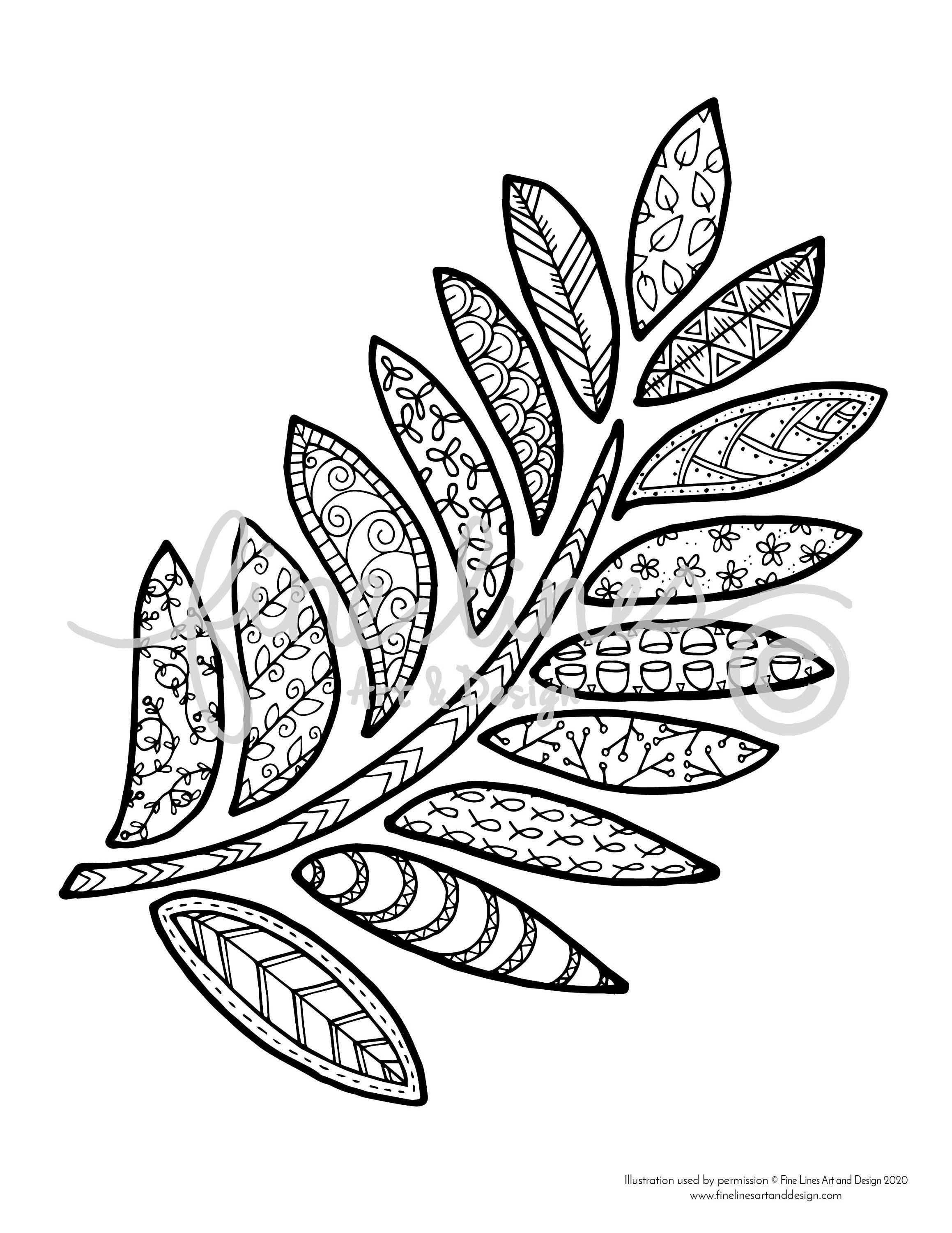 Hosanna Palm Coloring Page Digital Download 2 Versions | Etsy