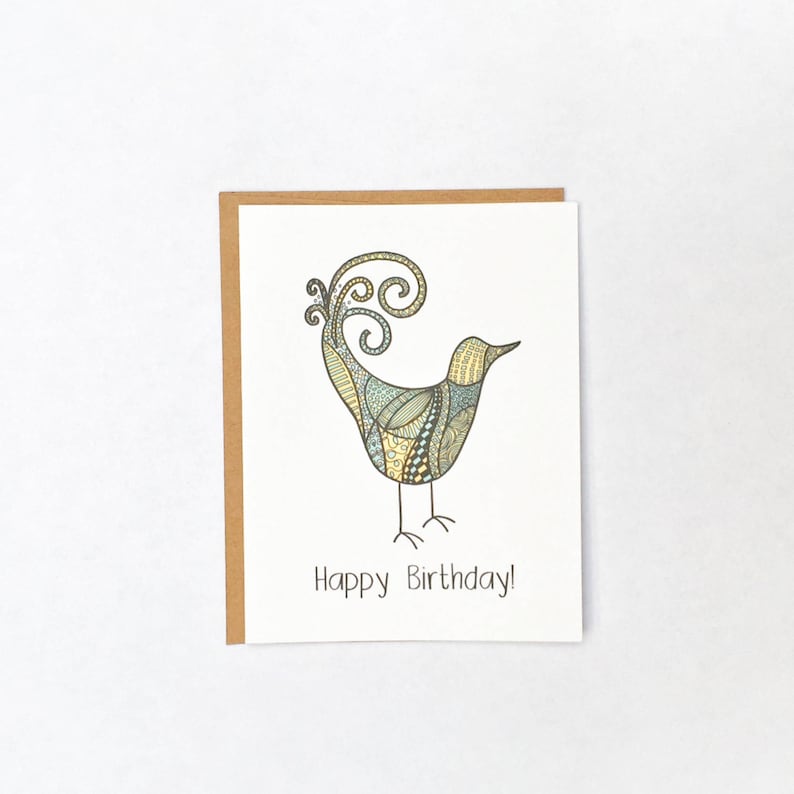 Happy Birthday  Whimsy Bird Color Options image 1