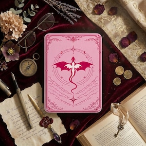 Celestial Dragon Kindle Case, Pink Paperwhite 12th Gen 7", 6.8" Cover: Romantasy Bookish Gift, Stars & Moon Cloud Design with Strap