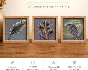 Mini Framed Art Set of 3 Original Pastel Paintings