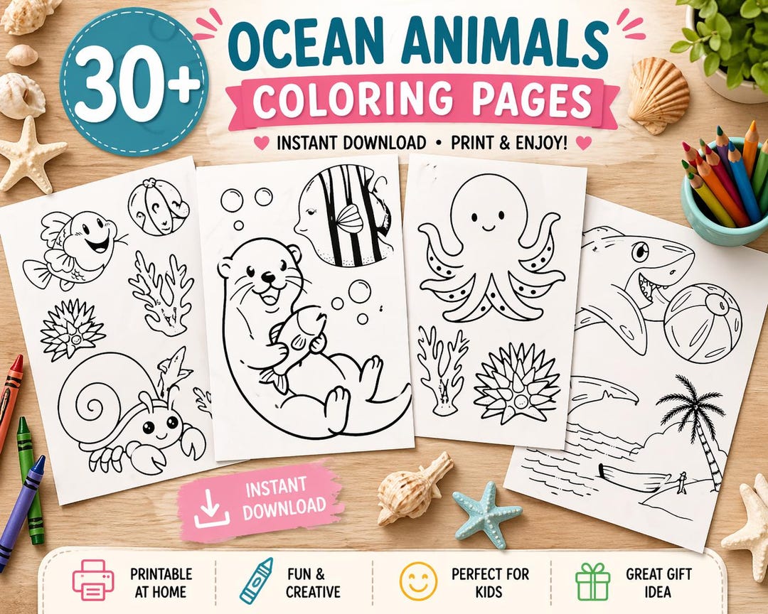 Ocean Animals Coloring Pages for Kids | 30+ Under the Sea Printable ...
