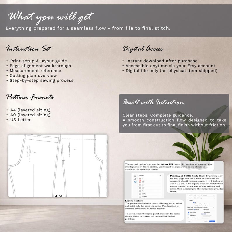Wide Leg Pants Sewing Pattern – High Waist Palazzo Trousers (PDF ...