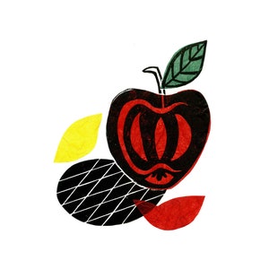 Apple Pop Linocut Print & Chine-collé 7 of 10