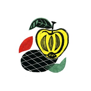 Apple Pop Linocut Print & Chine-collé 6 of 10 (apple design 2)
