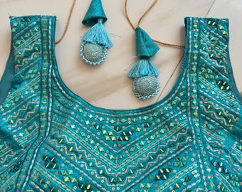 Embroidered Teal Lehenga Choli for Women: Wedding Guest Party Wear Indian Outfit