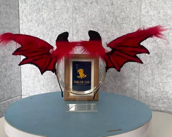 Cosplay Bat Head band: Red Black, Halloween, Handmade