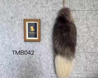 Fox Tails Therian Cosplay: 18", szaro-biały, etyczny, breloki Tails