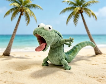 Plush Lizard Keychain – Kawaii Zoomy Chameleon Bag Charm, Soft Stuffed Animal Keyring, Unique Gift for Friends & Kids