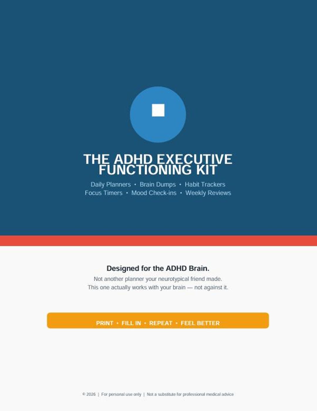 ADHD Executive Functioning Kit | Printable Planner Bundle | Habit ...