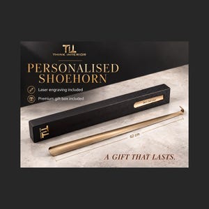 Calçadeira Personalizada – Um Presente Duradouro | Calçadeira de Metal Elegante com Gravação, 62 cm, presente para Ela, para Ele ou para a Família