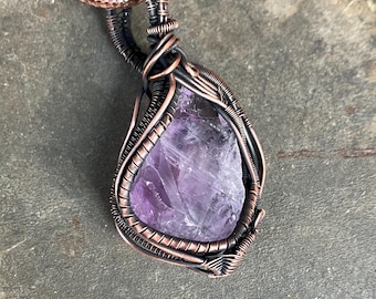 Brahma Himalaya ruwe amethist handgemaakte draadwikkelhanger