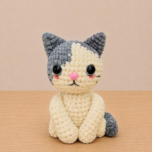 Crochet Cat Pattern Beginner Amigurumi Calico Cat PDF Easy Tutorial Mochi Plush Kawaii DIY Gift Idea EasyLearnWithChacha