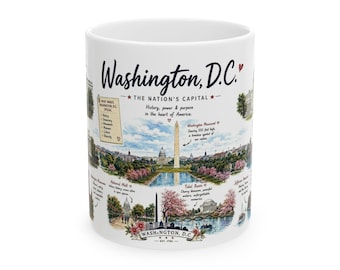 Washington D.C. landmarks Illustration Mug | Ceramic Coffee Cup 11oz 15oz