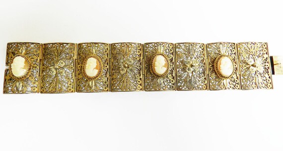 Extraordinary Carved Shell Cameo Victorian Bracelet