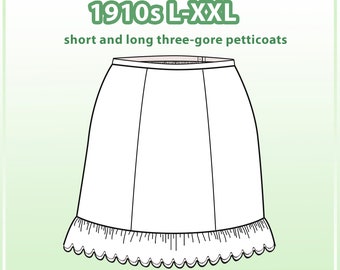 1910s L-XXL petticoat pdf pattern for 31-37" waists from antique garment (24.4)