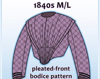 1840s M/L day bodice pdf pattern with 31" waist from antique garment (23.5)