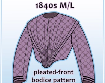 1840s M/L day bodice pdf pattern with 31" waist from antique garment (23.5)