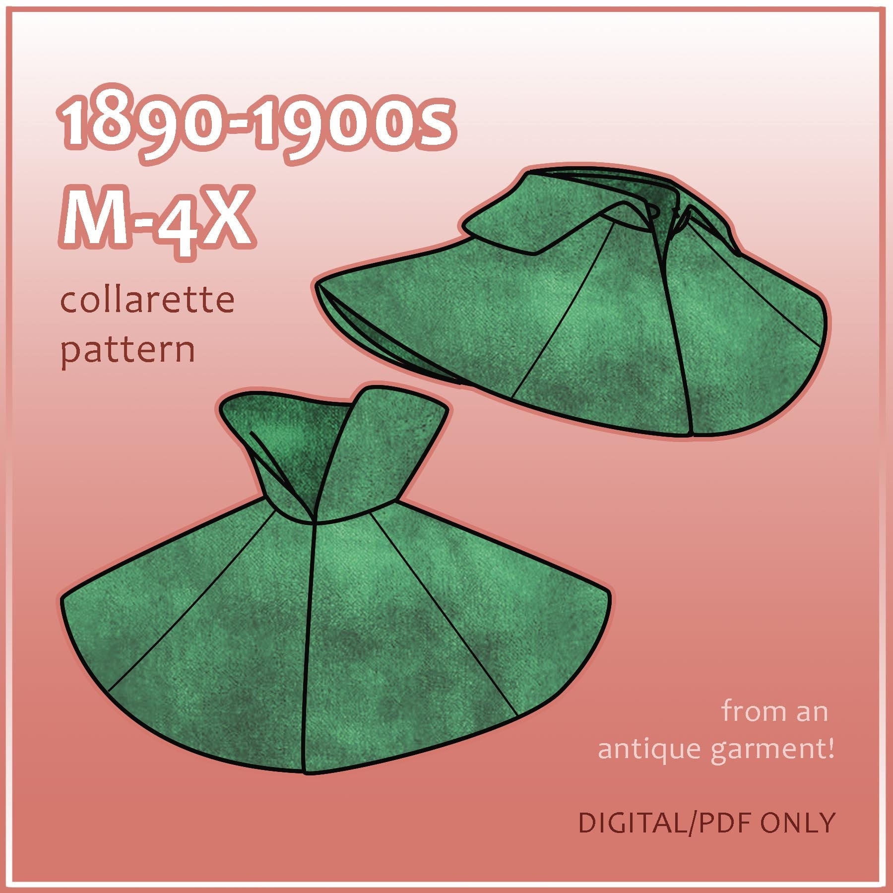 1890s M-4X collarette capelet pdf pattern with 14-19" neck from antique garment (24.23)
