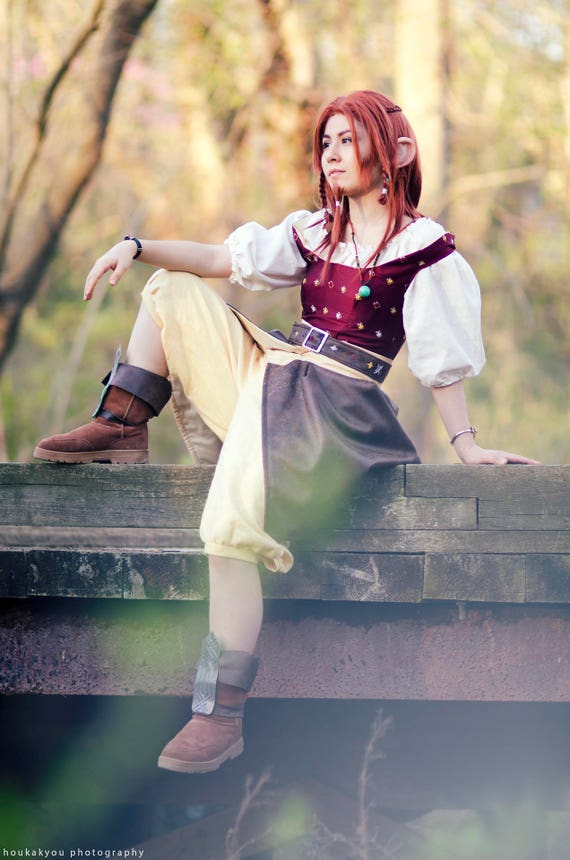Red And Gold Ren Faire Costume With Embroidery Faux Leather Etsy