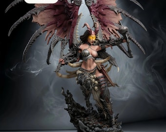 3D Fantasy / Original – Succubus Queen Necromancer | Abyssal Sovereign STL Statue | 3D Print Model | Digital STL File