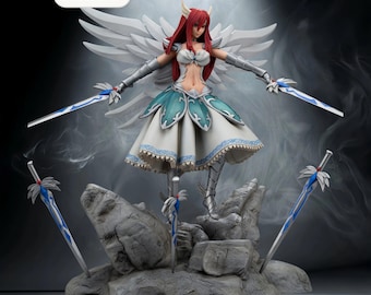Fairy Tail – Erza Scarlet (SFW) | Requip Ascension STL Statue | 3D Print Model | Digital STL File