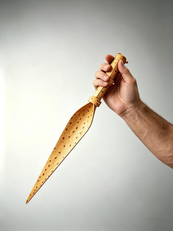 Handmade Ostrich Leather Paddle for Impact Play,Genuine Leather Spanking Toy, Unique Mark-Leaving Texture, BDSM Game Prop, 20in