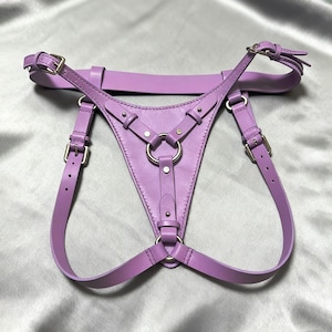 Genuine Leather O-Ring Thong for Women,Handmade Harness-Style underwear, Adjustable Waist tie.Name Engraving, Edgy Lingerie Gift for Her