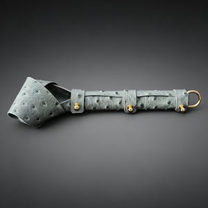 Handgjord paddel i strutsläder för lek, äkta läder, smiskleksak, unik märkeslämnande textur, BDSM-spelrekvisita, 20 tum bild 4