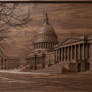 US Capitol Building 3D Relief STL File, Wood Carving Model (Digital Download)