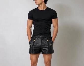 Biker Leather Shorts Bodycon Bottoms Bold Fashion Basic Outfit Baddie Style Branded Look Breathable Fit Birthday Gift for Women