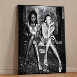 City Girls Print, NYC Fashion Wall Art, Chic Supermodel Poster, Black and White Photography Print, Retro Vintage Decor, Digital Download