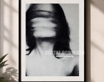 Minimalist Motion Blur Portrait Wall Art, Abstract Black and White Print, Grainy Photo Poster, Modern Home Decor, Digital Download