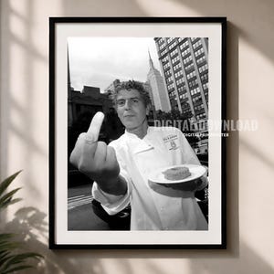 Vintage Chef Photography Print, Black and White Kitchen Wall Art, Retro Culinary Poster, Restaurant Decor, Digital Download