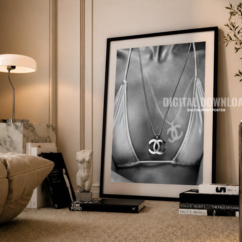 High Fashion Poster, Tan Lines Print, Chanel Inspired Wall Art, Minimalist Fashion Decor, Printable Digital Download