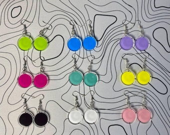 Pendientes minimalistas de acrílico coloridos, pendientes colgantes geométricos circulares, joyería de resina neón, pendientes colgantes redondos ligeros, regalo para ella.
