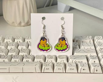 Pendientes de capibara adorables - Joyería de capibara relajada en una nube - Pendientes colgantes de animales divertidos - Regalo estético kawaii para ella - Arte original
