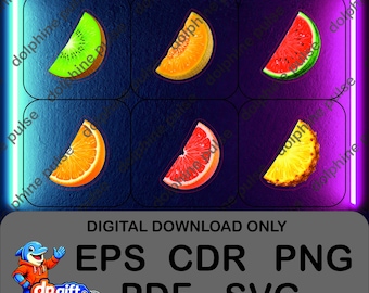 Fruchtscheiben-SVG-Bundle, tropische Sommerfrüchte-Clipart (PNG), digitaler Download (EPS, CDR, PDF, SVG), saftige Fruchtaufkleber zum Ausdrucken