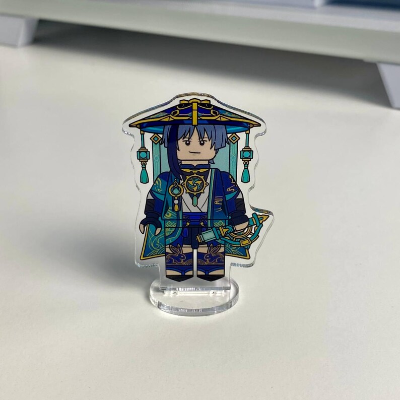 Genshin Impact Acryl-Aufsteller 7 cm (2,75 Zoll) – Anime-Figur im Block-Stil – Zhongli Neuvillette, Kazuha Wriothesley – 2D-Schreibtischdekoration Wanderer Scaramouche